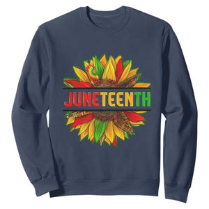 Juneteenth Sweatshirt Sunflower with Fist Black History TS01 Navy Printyourwear