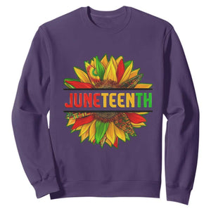 Juneteenth Sweatshirt Sunflower with Fist Black History TS01 Purple Printyourwear