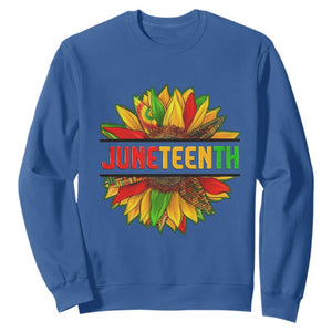 Juneteenth Sweatshirt Sunflower with Fist Black History TS01 Royal Blue Printyourwear