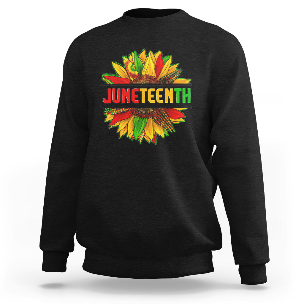 Juneteenth Sweatshirt Sunflower with Fist Black History TS01 Black Printyourwear