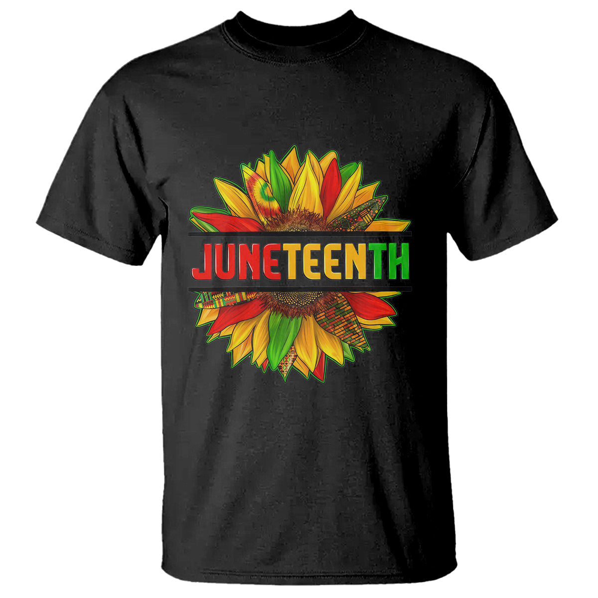 Juneteenth T Shirt Sunflower with Fist Black History TS01 Black Printyourwear