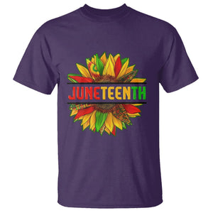 Juneteenth T Shirt Sunflower with Fist Black History TS01 Purple Printyourwear