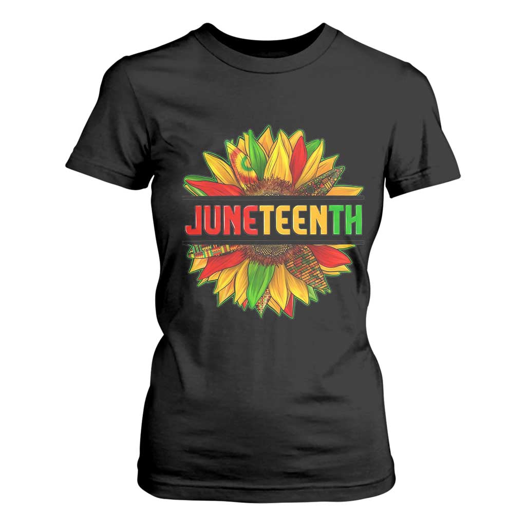Juneteenth T Shirt For Women Sunflower with Fist Black History TS01 Black Print Your Wear