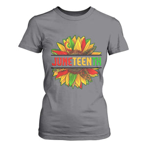 Juneteenth T Shirt For Women Sunflower with Fist Black History TS01 Charcoal Print Your Wear