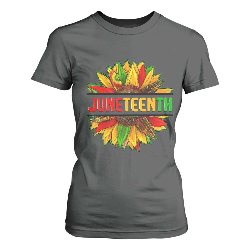 Juneteenth T Shirt For Women Sunflower with Fist Black History TS01 Dark Heather Print Your Wear
