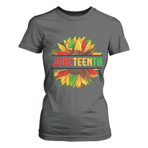 Juneteenth T Shirt For Women Sunflower with Fist Black History TS01 Dark Heather Print Your Wear