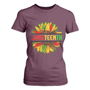 Juneteenth T Shirt For Women Sunflower with Fist Black History TS01 Maroon Print Your Wear