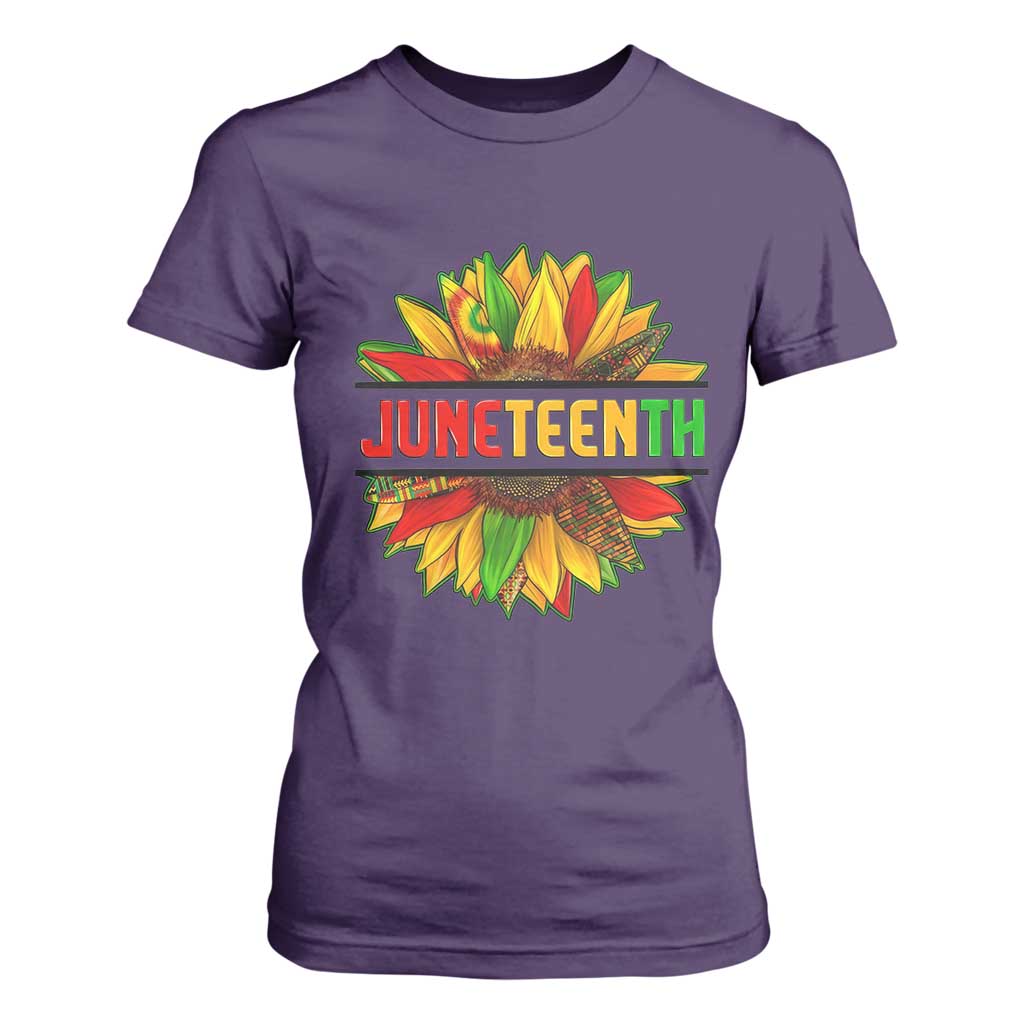 Juneteenth T Shirt For Women Sunflower with Fist Black History TS01 Purple Print Your Wear