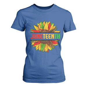 Juneteenth T Shirt For Women Sunflower with Fist Black History TS01 Royal Blue Print Your Wear
