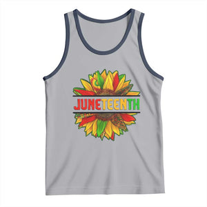 Juneteenth Tank Top Sunflower with Fist Black History TS01 Athletic Heather Navy Print Your Wear
