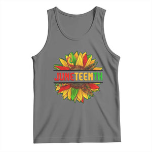 Juneteenth Tank Top Sunflower with Fist Black History TS01 Black Heather Print Your Wear
