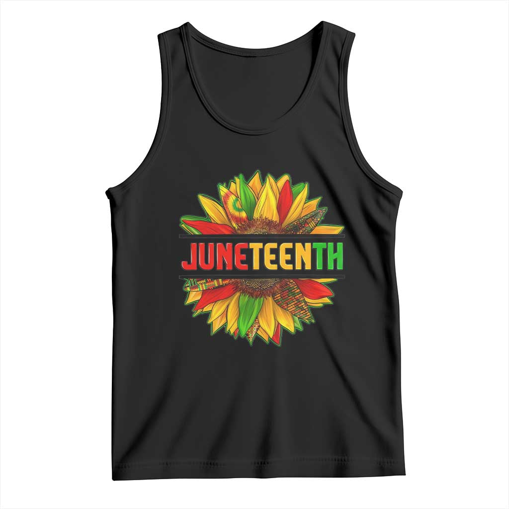 Juneteenth Tank Top Sunflower with Fist Black History TS01 Black Print Your Wear