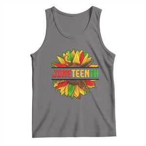 Juneteenth Tank Top Sunflower with Fist Black History TS01 Deep Heather Print Your Wear
