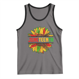 Juneteenth Tank Top Sunflower with Fist Black History TS01 Deep Heather Black Print Your Wear