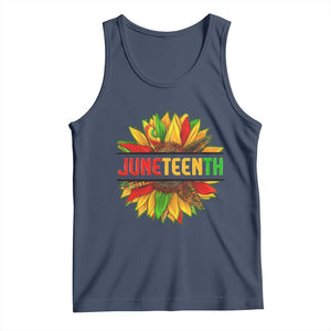 Juneteenth Tank Top Sunflower with Fist Black History TS01 Navy Print Your Wear