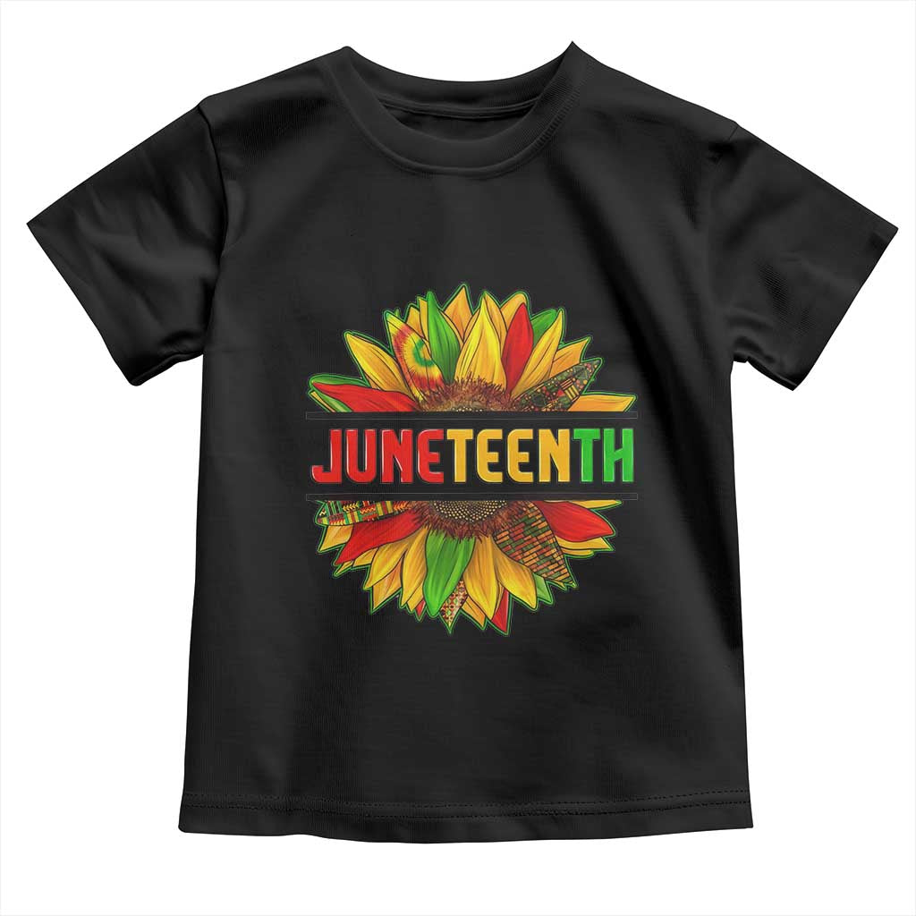 Juneteenth Toddler T Shirt Sunflower with Fist Black History TS01 Black Print Your Wear