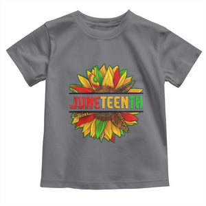 Juneteenth Toddler T Shirt Sunflower with Fist Black History TS01 Charcoal Print Your Wear