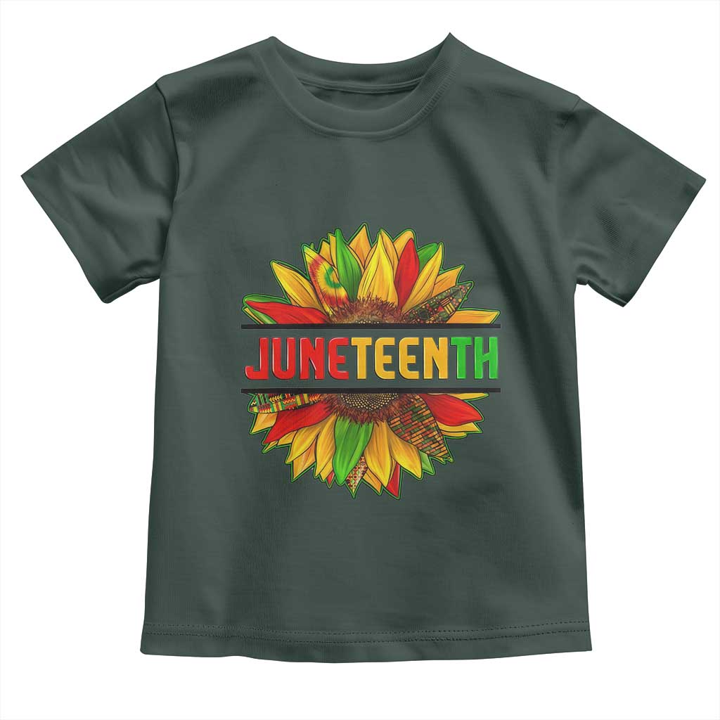 Juneteenth Toddler T Shirt Sunflower with Fist Black History TS01 Dark Forest Green Print Your Wear