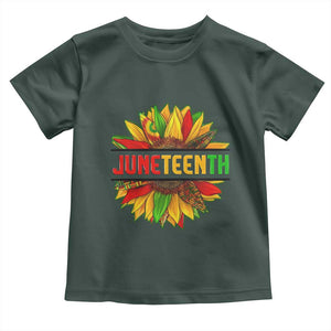 Juneteenth Toddler T Shirt Sunflower with Fist Black History TS01 Dark Forest Green Print Your Wear