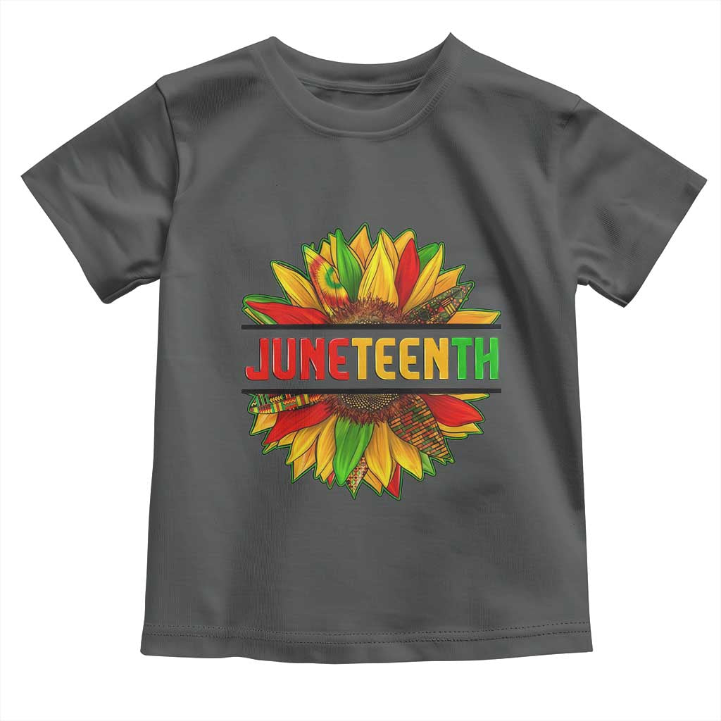 Juneteenth Toddler T Shirt Sunflower with Fist Black History TS01 Dark Heather Print Your Wear