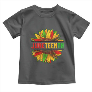 Juneteenth Toddler T Shirt Sunflower with Fist Black History TS01 Dark Heather Print Your Wear