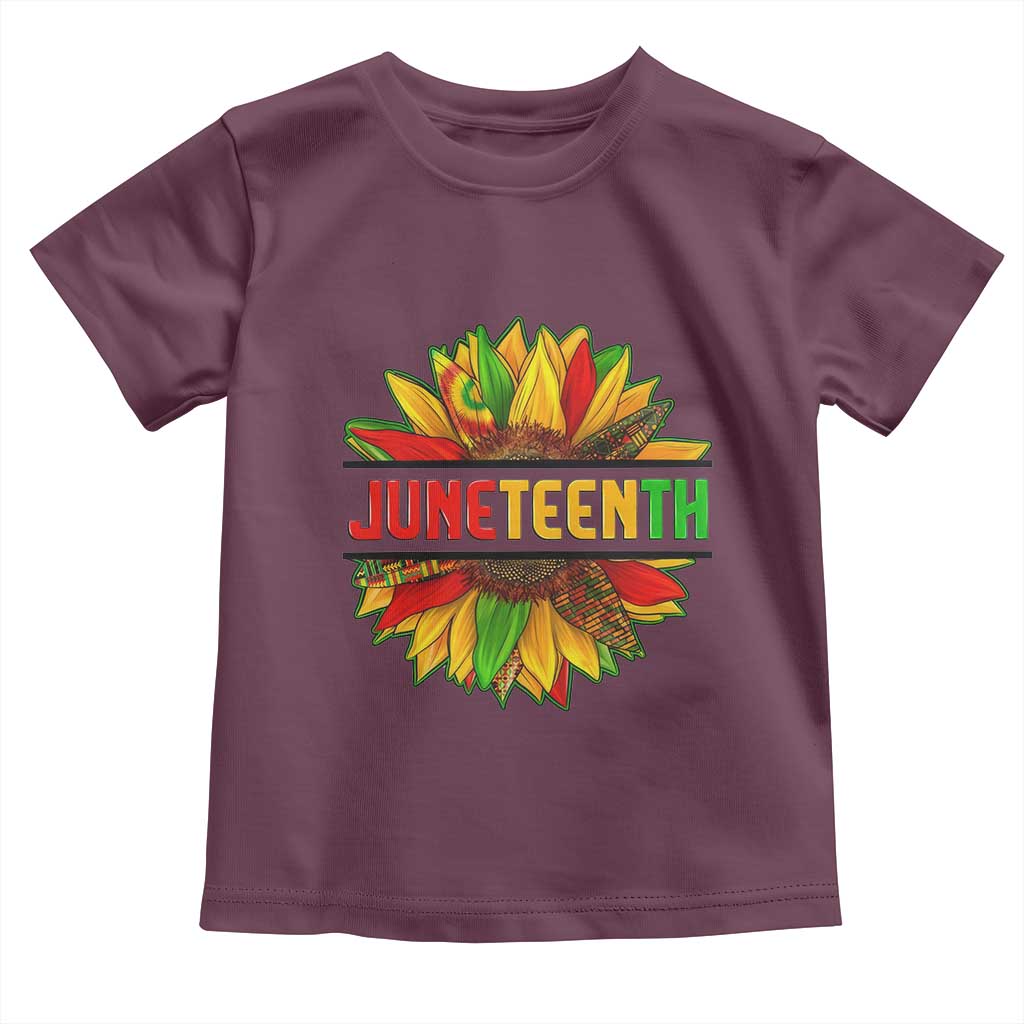 Juneteenth Toddler T Shirt Sunflower with Fist Black History TS01 Maroon Print Your Wear