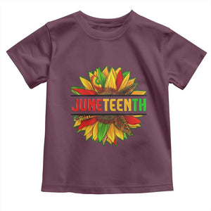Juneteenth Toddler T Shirt Sunflower with Fist Black History TS01 Maroon Print Your Wear