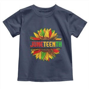 Juneteenth Toddler T Shirt Sunflower with Fist Black History TS01 Navy Print Your Wear