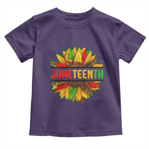 Juneteenth Toddler T Shirt Sunflower with Fist Black History TS01 Purple Print Your Wear