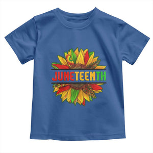 Juneteenth Toddler T Shirt Sunflower with Fist Black History TS01 Royal Blue Print Your Wear