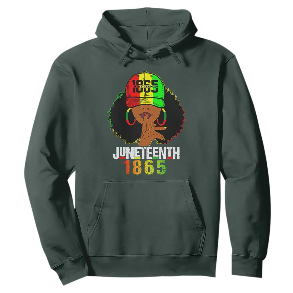 Queen Afro Hoodie Juneteenth 1865 TS01 Dark Forest Green Printyourwear