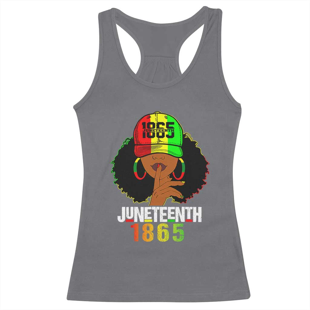 Afro Queen Racerback Tank Top Juneteenth 1865 TS01 Charcoal Print Your Wear