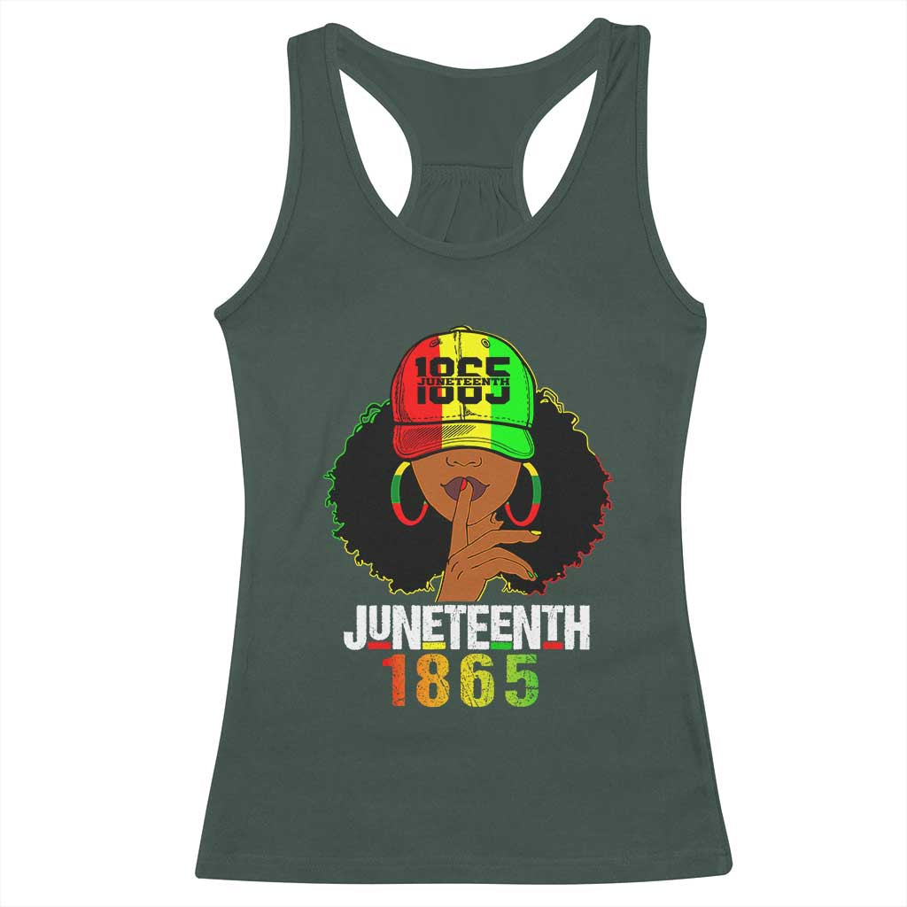 Afro Queen Racerback Tank Top Juneteenth 1865 TS01 Dark Forest Green Print Your Wear