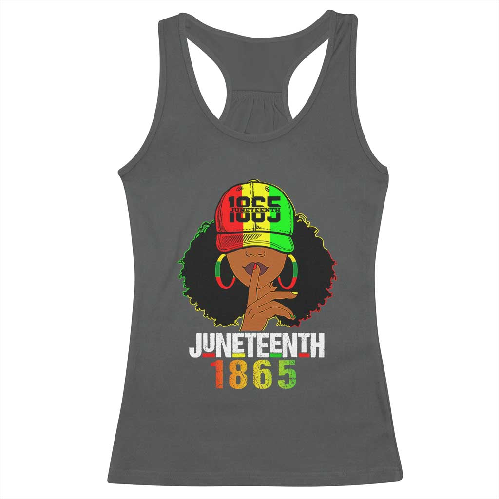 Afro Queen Racerback Tank Top Juneteenth 1865 TS01 Dark Heather Print Your Wear
