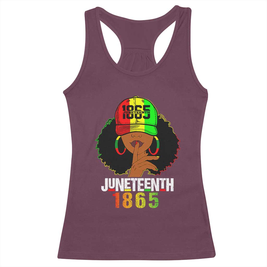 Afro Queen Racerback Tank Top Juneteenth 1865 TS01 Maroon Print Your Wear