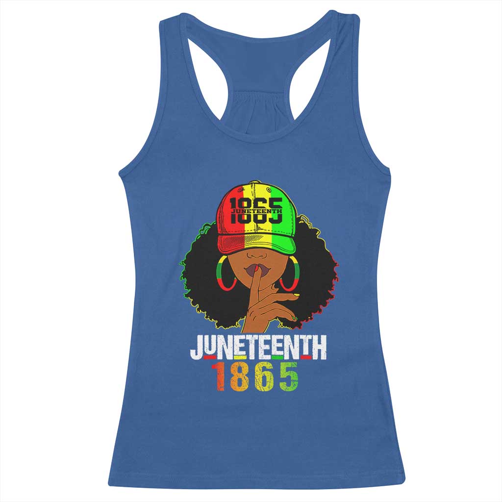 Afro Queen Racerback Tank Top Juneteenth 1865 TS01 Royal Blue Print Your Wear