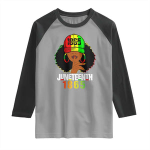 Afro Queen Raglan Shirt Juneteenth 1865 TS01 Sport Gray Black Print Your Wear