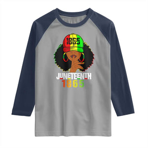 Afro Queen Raglan Shirt Juneteenth 1865 TS01 Sport Gray Navy Print Your Wear
