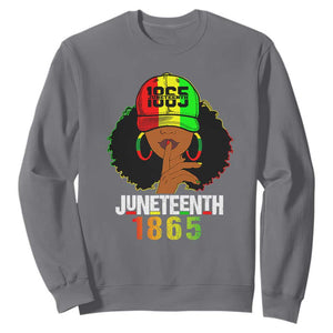 Queen Afro Sweatshirt Juneteenth 1865 TS01 Charcoal Printyourwear