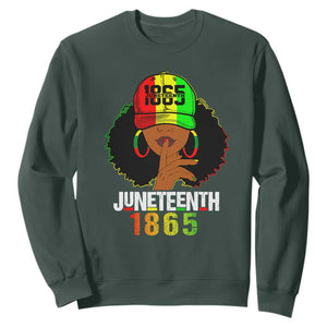 Queen Afro Sweatshirt Juneteenth 1865 TS01 Dark Forest Green Printyourwear