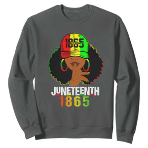 Queen Afro Sweatshirt Juneteenth 1865 TS01 Dark Heather Printyourwear