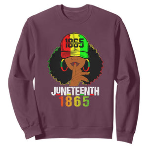 Queen Afro Sweatshirt Juneteenth 1865 TS01 Maroon Printyourwear