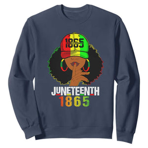 Queen Afro Sweatshirt Juneteenth 1865 TS01 Navy Printyourwear