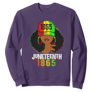 Queen Afro Sweatshirt Juneteenth 1865 TS01 Purple Printyourwear