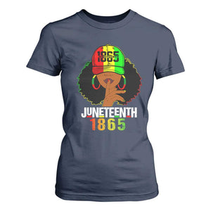 Afro Queen T Shirt For Women Juneteenth 1865 TS01 Navy Print Your Wear