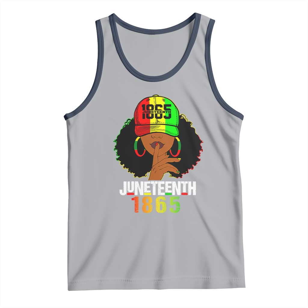 Afro Queen Tank Top Juneteenth 1865 TS01 Athletic Heather Navy Print Your Wear