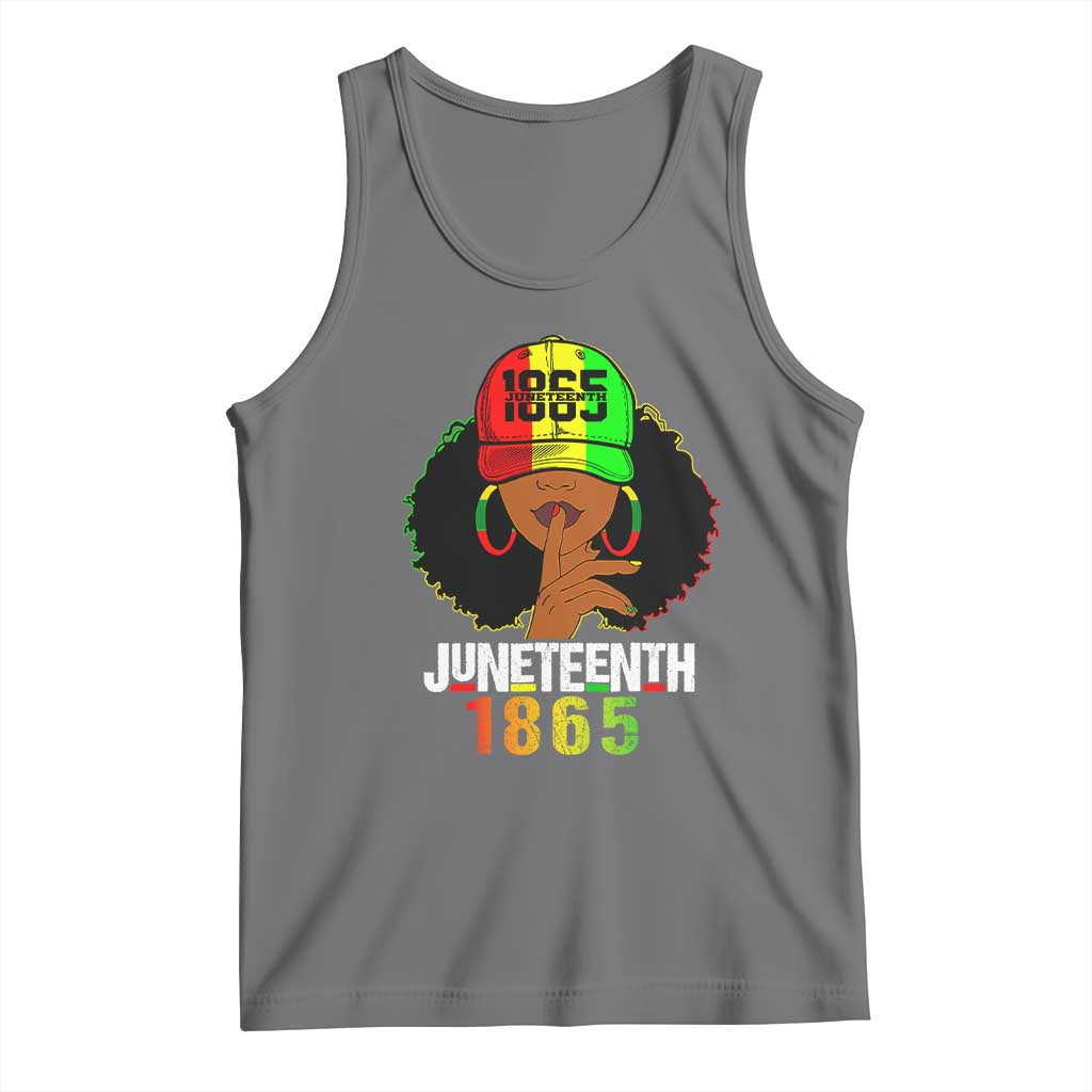 Afro Queen Tank Top Juneteenth 1865 TS01 Black Heather Print Your Wear