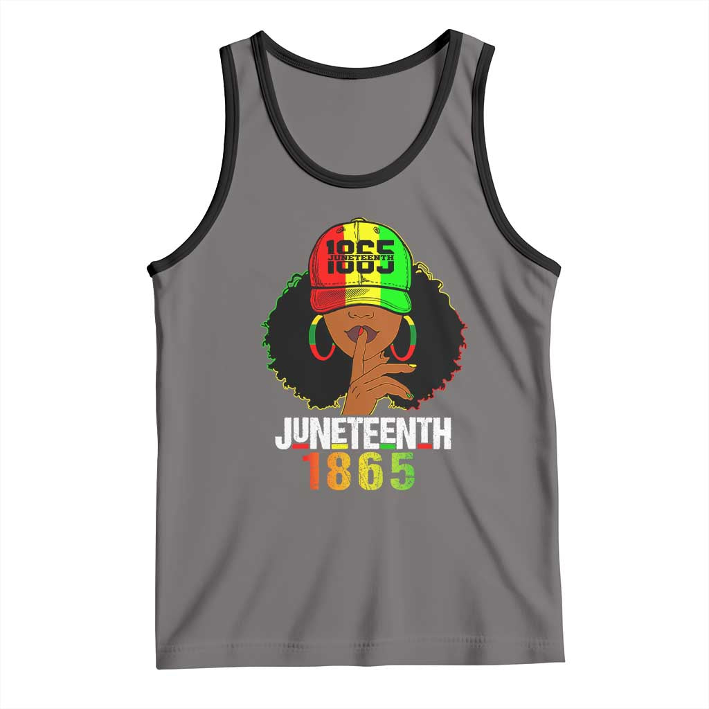 Afro Queen Tank Top Juneteenth 1865 TS01 Deep Heather Black Print Your Wear