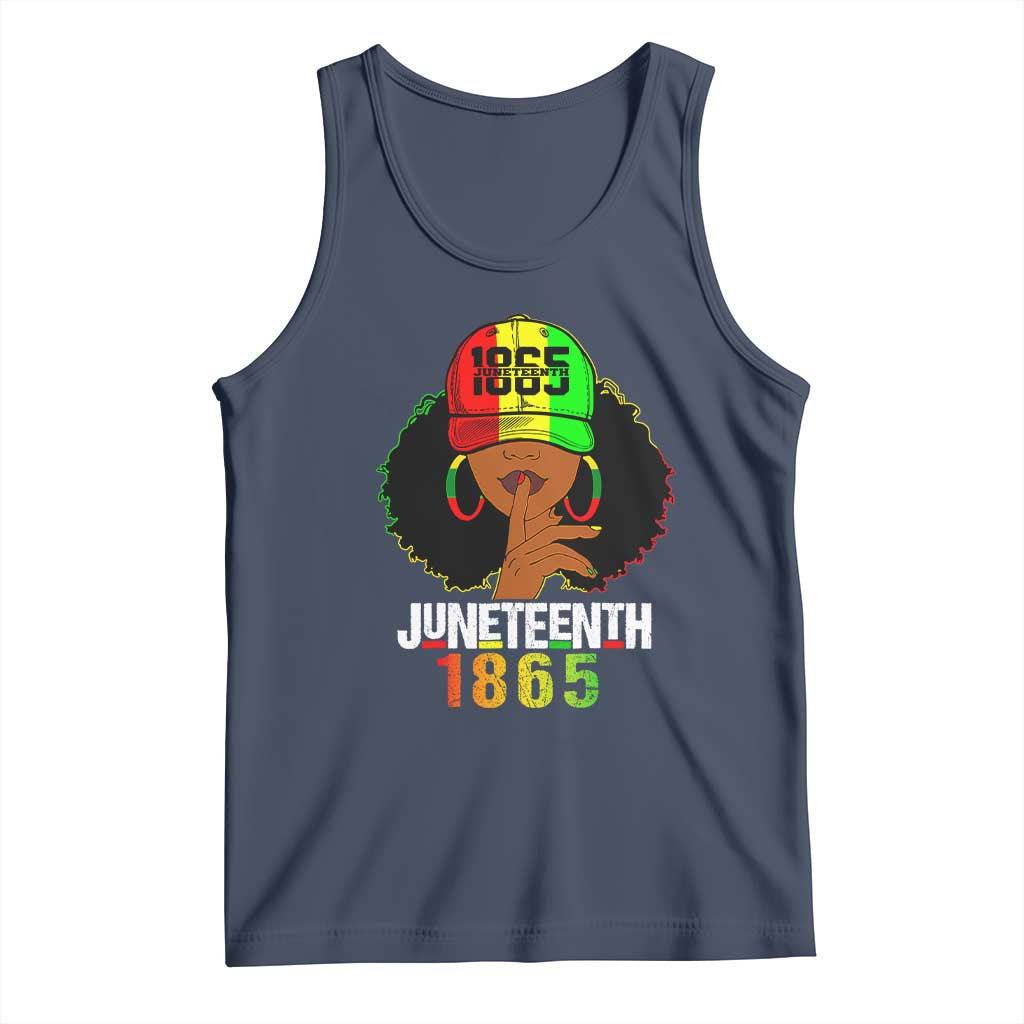 Afro Queen Tank Top Juneteenth 1865 TS01 Navy Print Your Wear