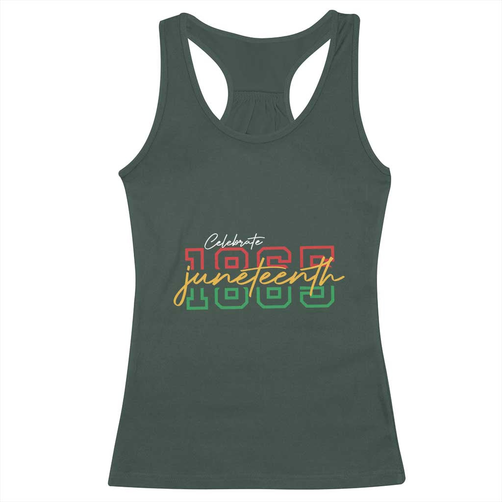 Black History Pride Racerback Tank Top Celebrate Juneteenth 1865 TS01 Dark Forest Green Print Your Wear